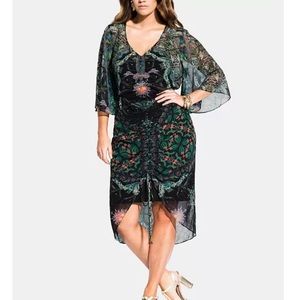 City Chic Black and Green Midi Dress